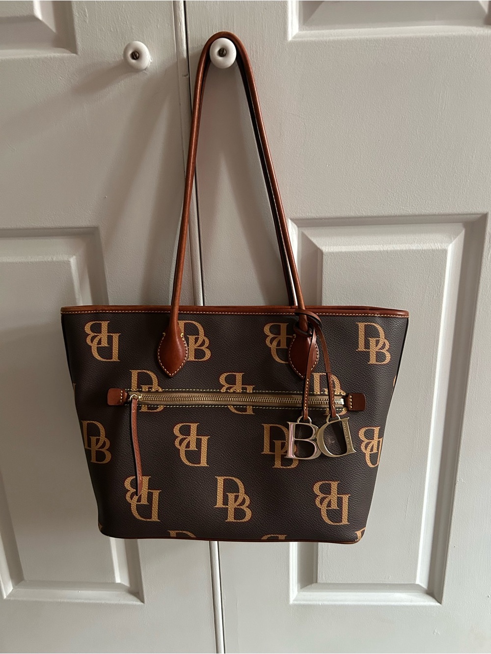 Dooney & Bourke Brown and Tan Logo Tote